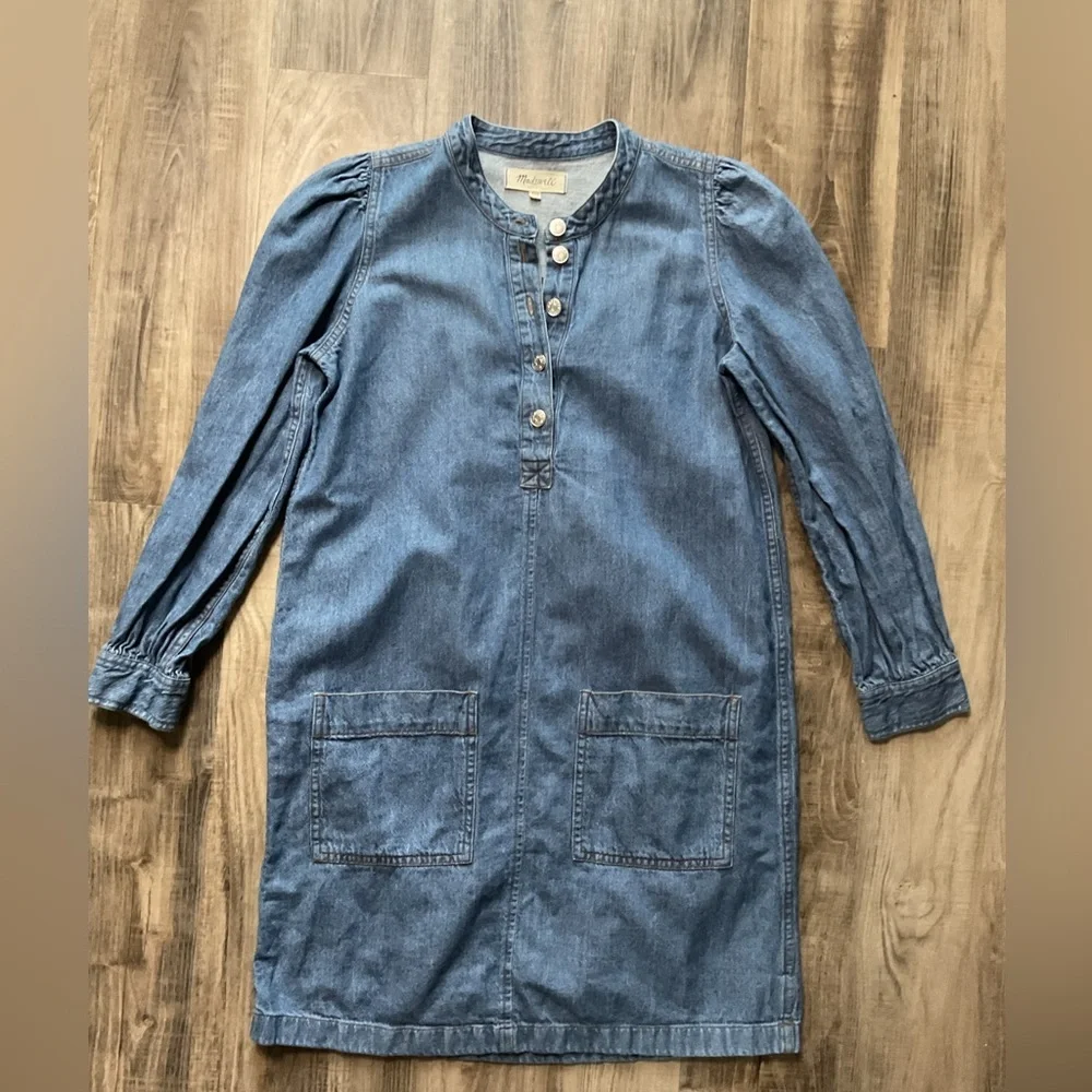 Madewell Denim Patch Pocket pullover shirt dress, sz xxsmall - Picture 2 of 6
